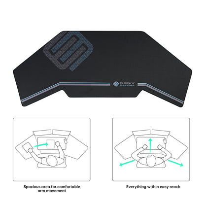 Eureka Ergonomic Aero Pro Wing-Shaped Desk Surface, Black Gaming Desk, Ergonomic Design, Spacious, Easy Reach.