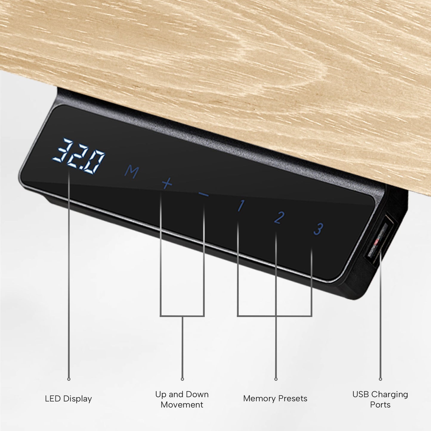 Eureka Ergonomic Standing Desk Control Panel, Height Adjustable With Memory Presets.