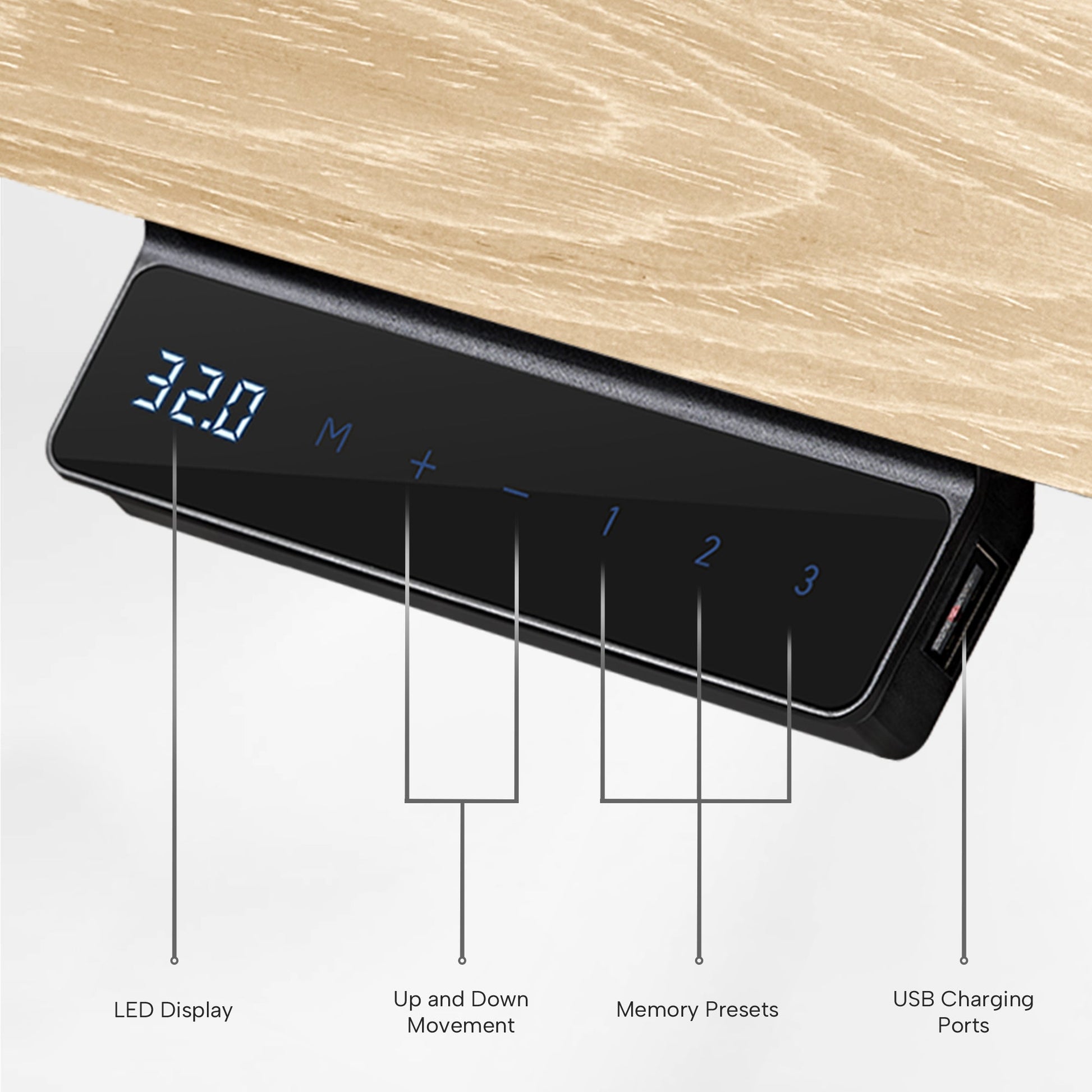 Eureka Ergonomic Standing Desk Control Panel, Height Adjustable With Memory Presets.
