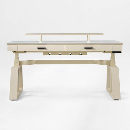 Eureka Ergonomic Ark Executive Standing Desk in birch veneer With Monitor and Drawers, Modern Home Office Desk.