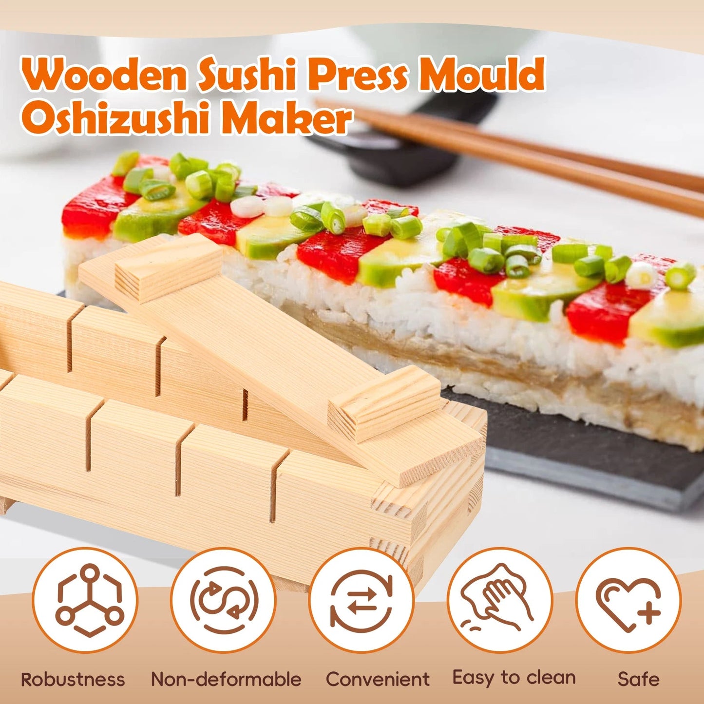 Sollievo Handcrafted Wooden Sushi Maker Press Mold