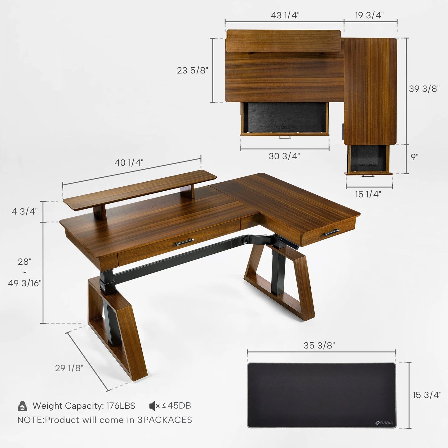Sollievo Ark Pro L-Shaped Standing Desk (63x23)