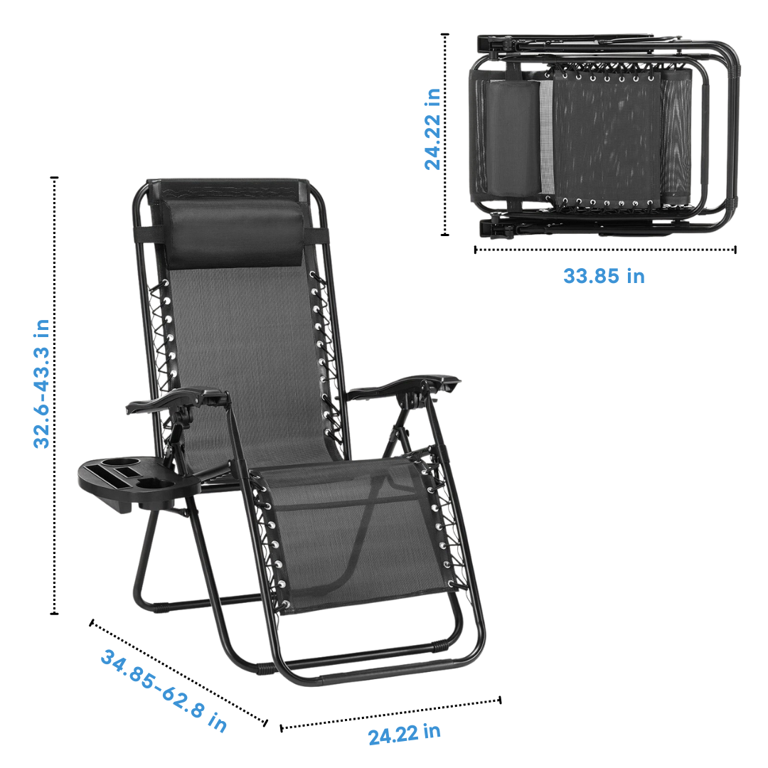 Sollievo Zero Gravity Reclining Patio Chairs – 2 Set