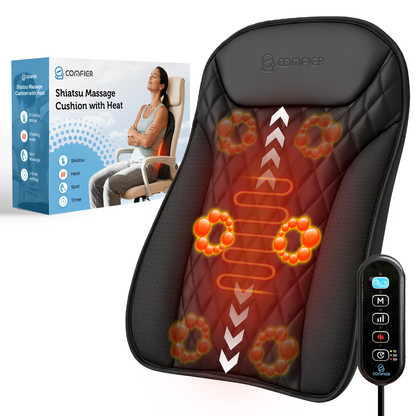 Sollievo Ultra-Slim Chair-Mount Back Massage Cushion with Heat