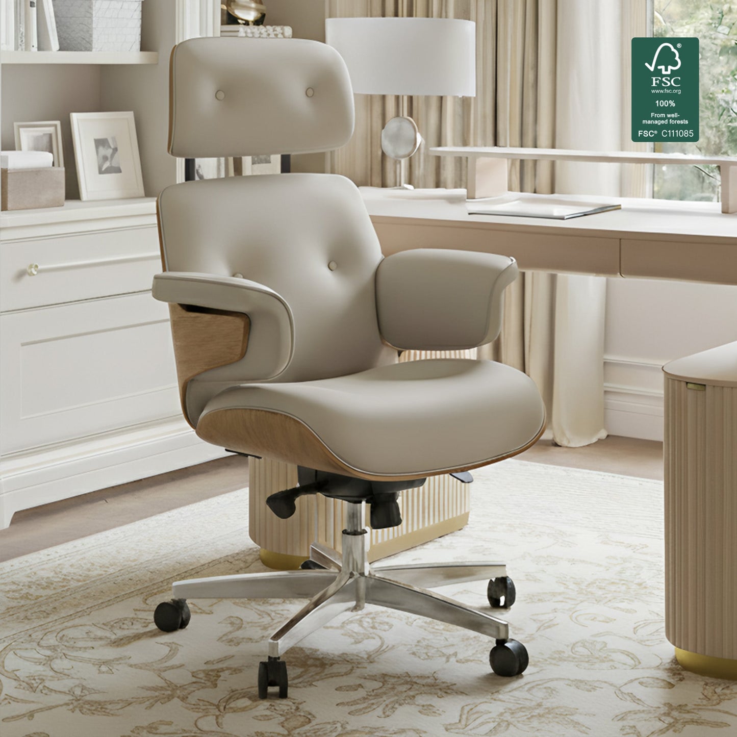 Eureka Ergonomic Mathias Executive Office Chair Off-White Front Veiw