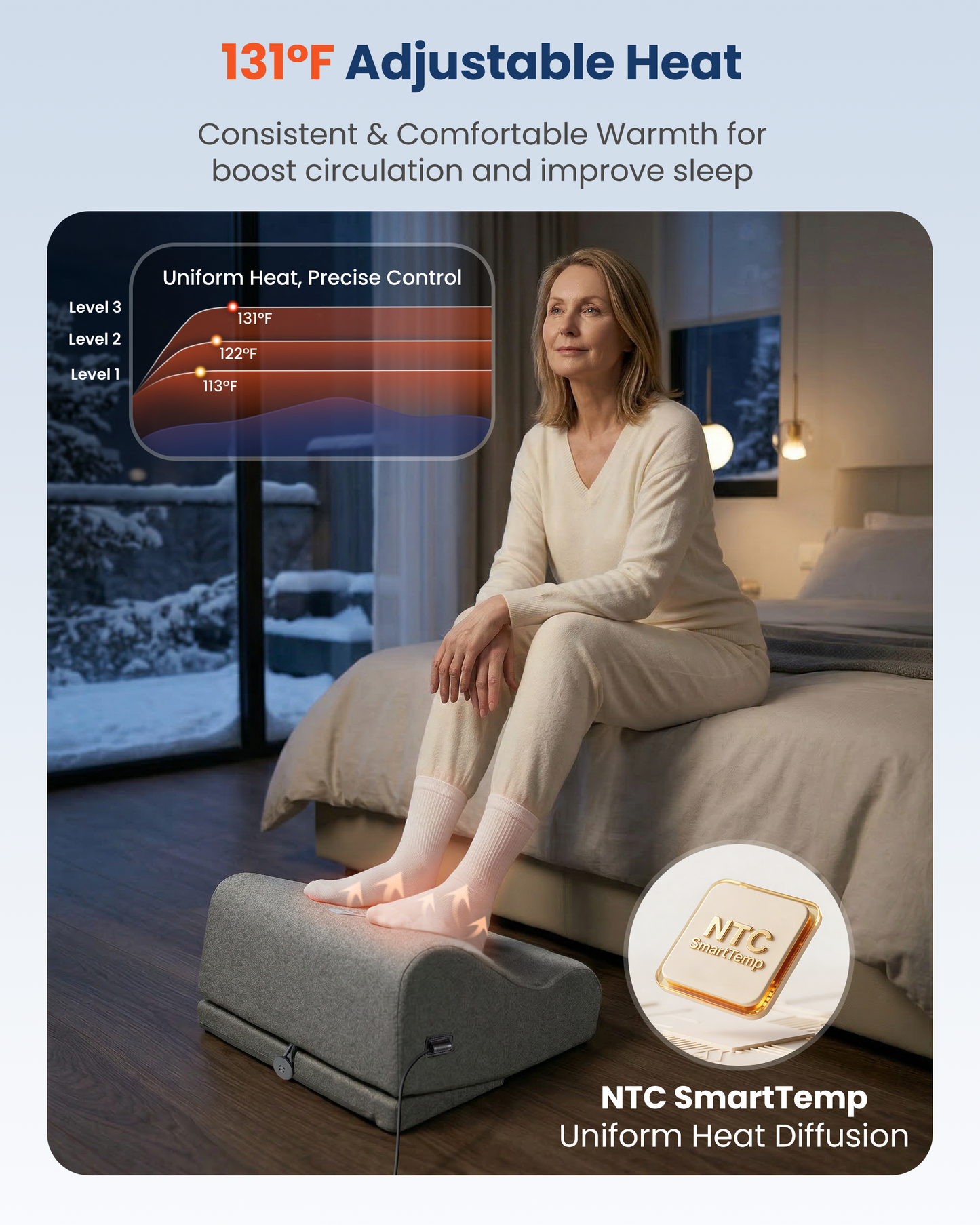 Sollievo Heated Vibration Footrest for Under-Desk Comfort