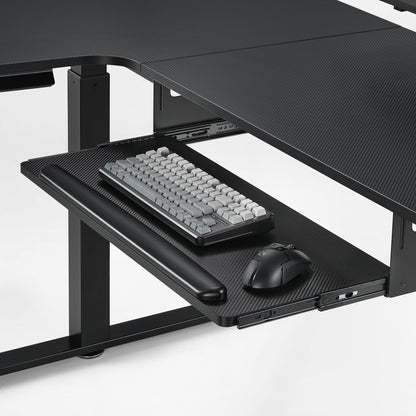Eureka Ergonomic L-Shaped Standing Desk With 29-Inch Keyboard Tray and Equipped With Lip for Wrist Rest.