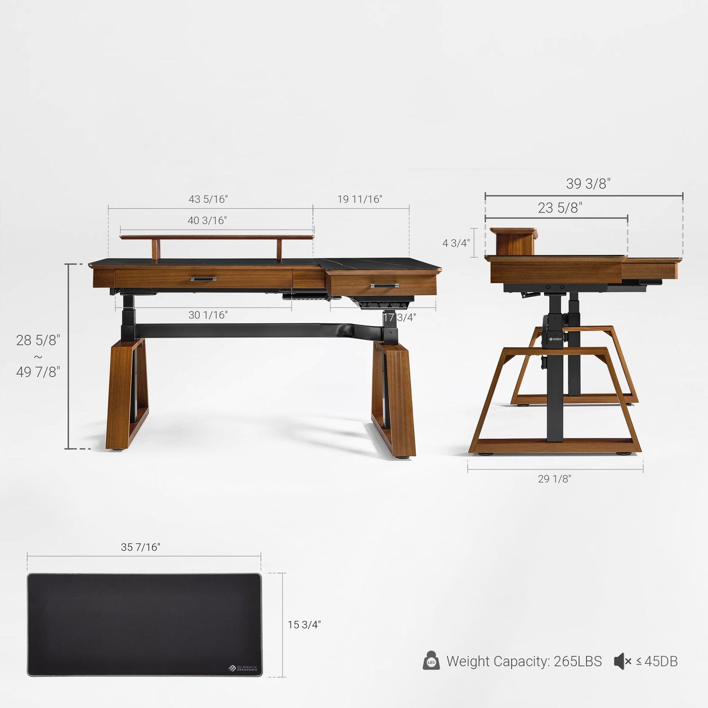Sollievo Ark Pro L-Shaped Standing Desk (Sintered Stone, 63x23)