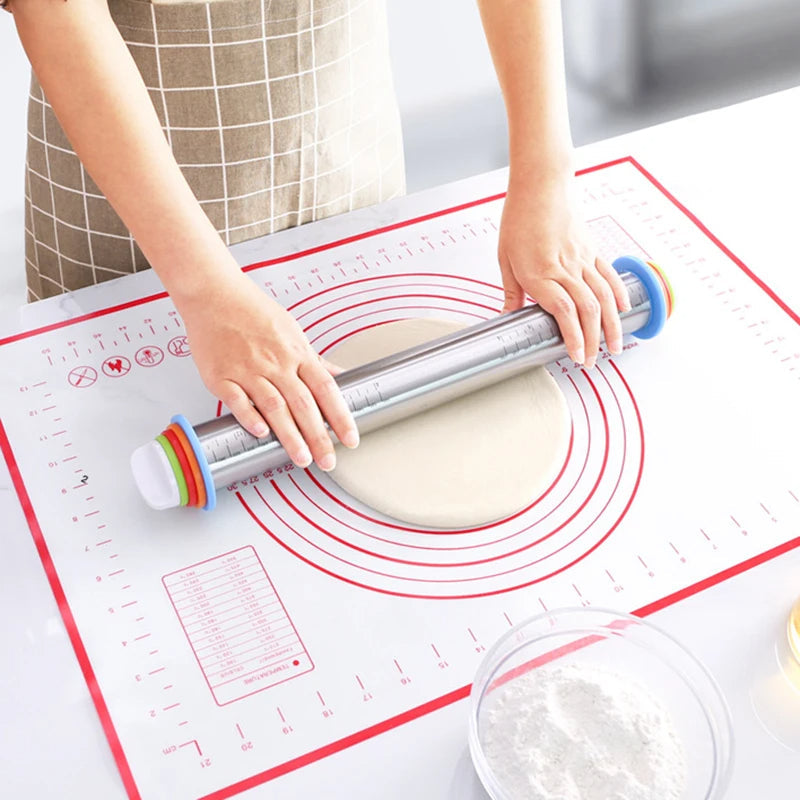 Sollievo Adjustable Rolling Pin with Measuring Rings