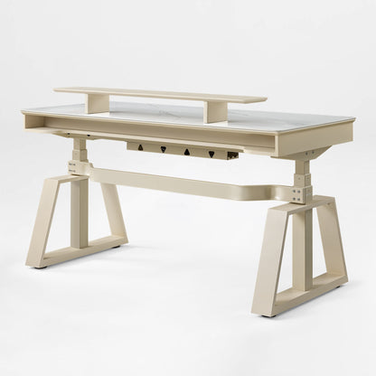 Eureka Ergonomic Ark Executive Standing Desk in birch veneer With Monitor and Drawers, Home Office Desk.