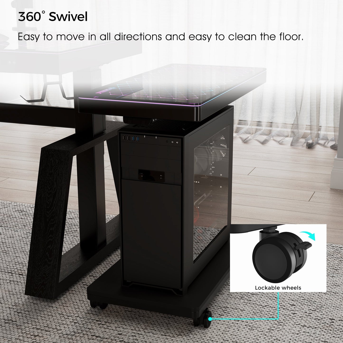Sollievo Height-Adjustable Illuminated Panel CPU Cart
