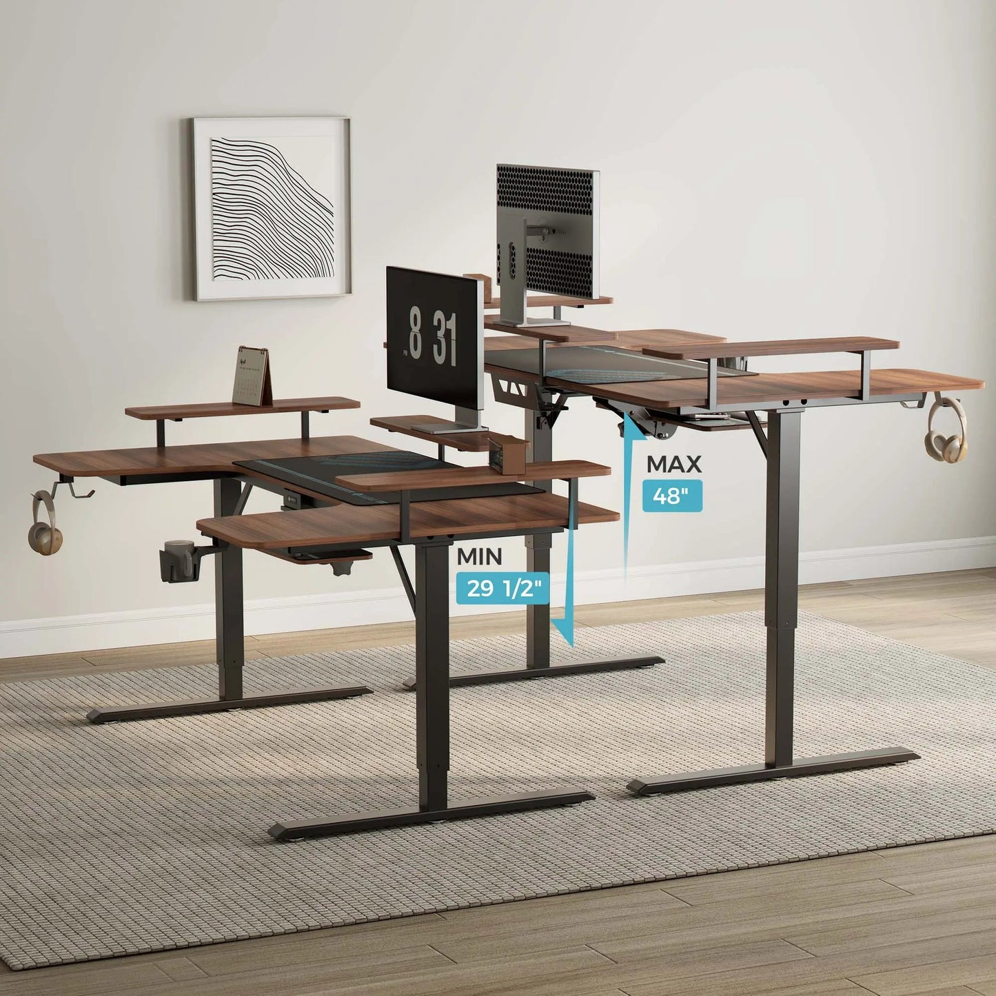 Eureka Ergonomic U-Shaped Standing Desk, Adjustable Height, Wood Finish, Ergonomic Design for Productivity.