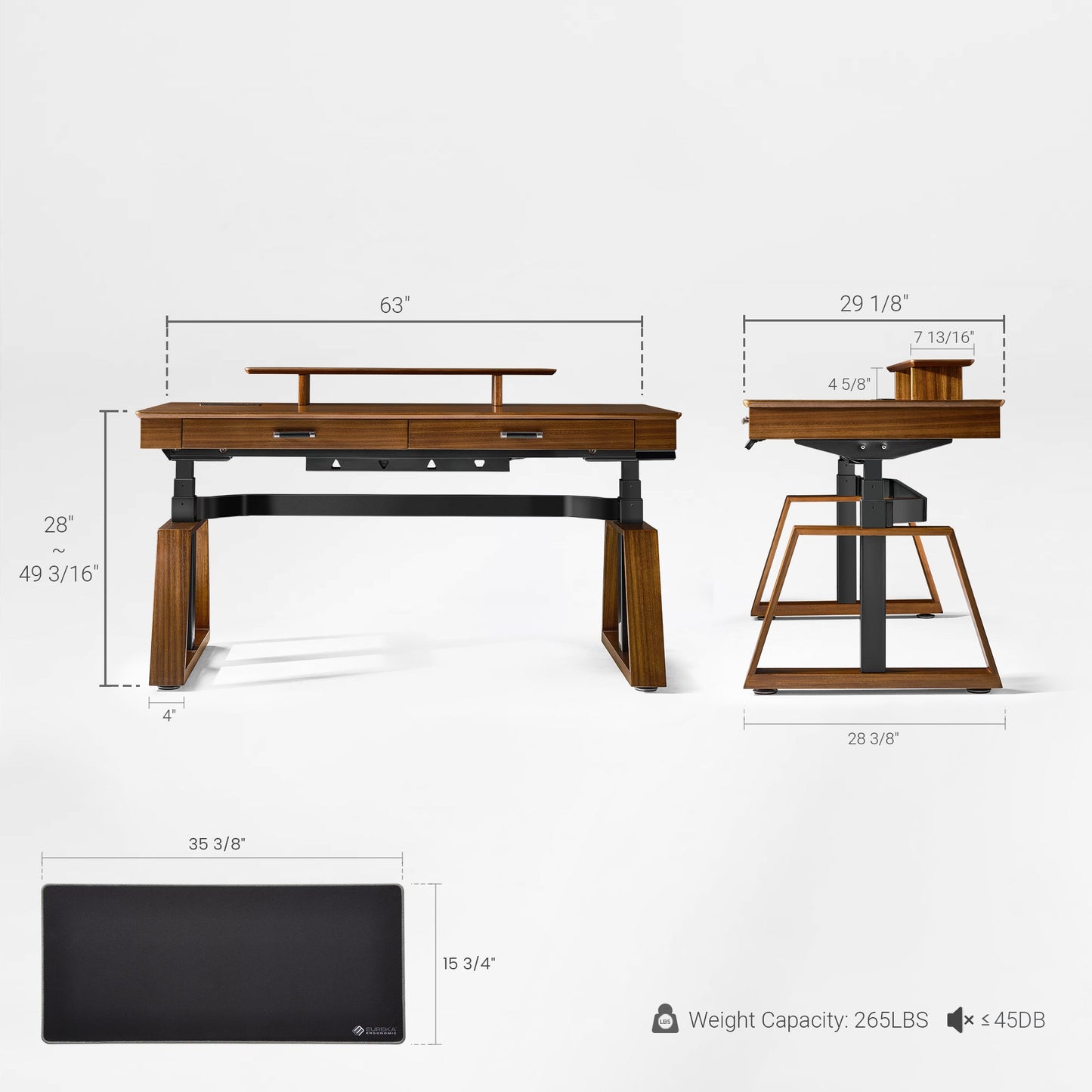 Sollievo Executive Standing Desk, 63 x 29 Inch