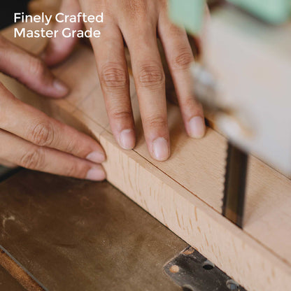 Craftsman Precisely Cutting Wood for Eureka Ergonomic Desk Components, Finely Crafted, Master Grade Quality.