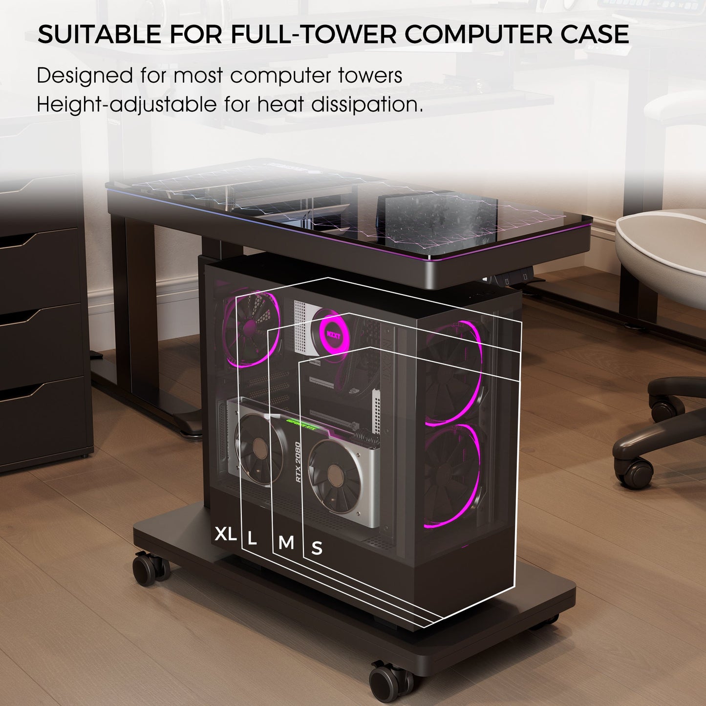 Sollievo Height-Adjustable Illuminated Panel CPU Cart