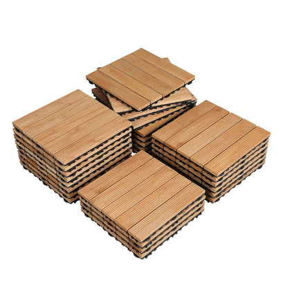 Sollievo Interlocking Outdoor Patio Wood Flooring Deck Tiles (27-Piece Set)