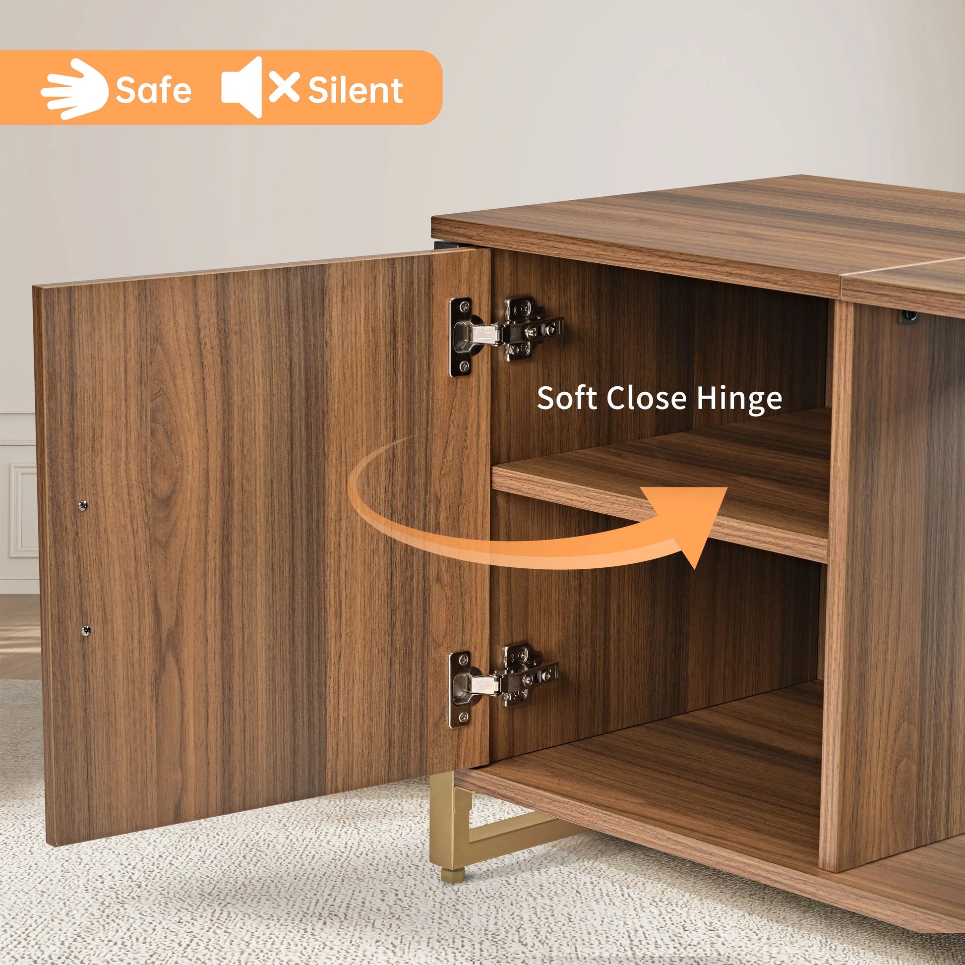 Sonoma 70 Tv Stand Cabinet Door With Soft-Close Hinges and Wood Grain Finish for Safe, Silent Media Storage.