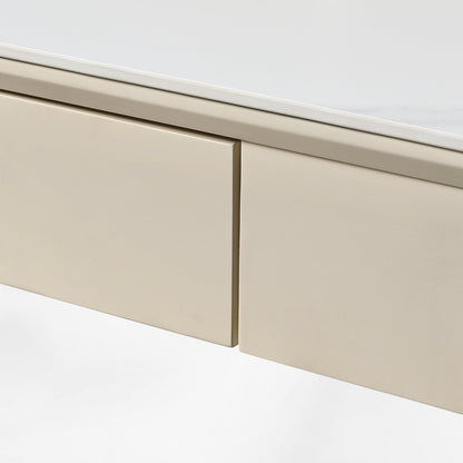 Ark Executive Standing Desk with Grain-Matched Wood Drawers.
