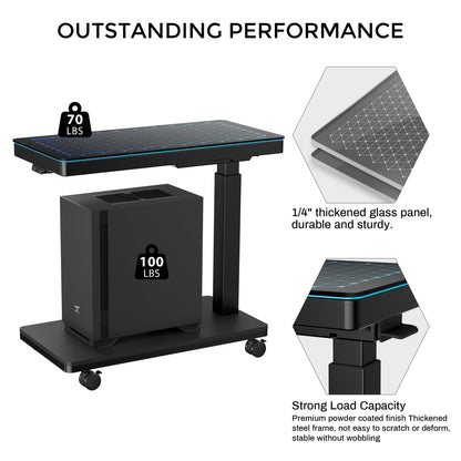 Sollievo Height-Adjustable Illuminated Panel CPU Cart