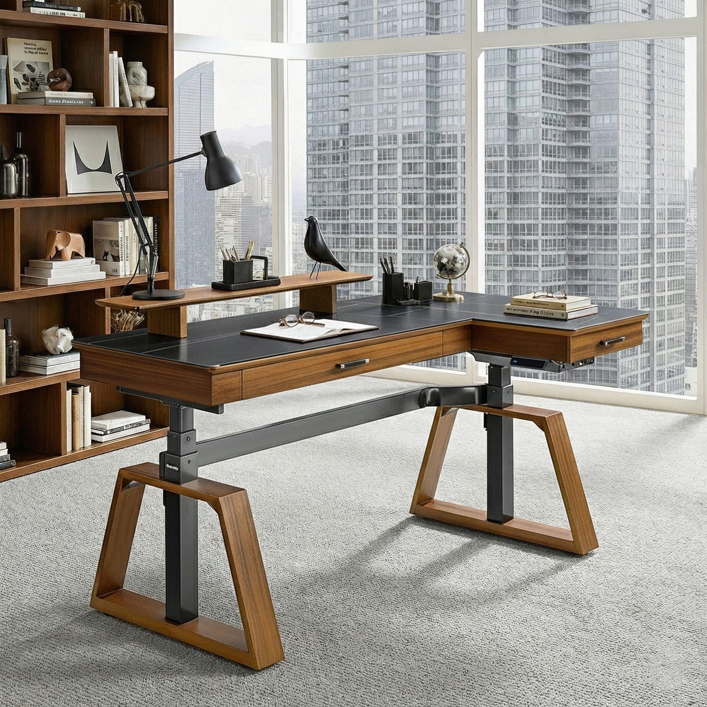 Sollievo Ark Pro L-Shaped Standing Desk (Sintered Stone, 63x23)