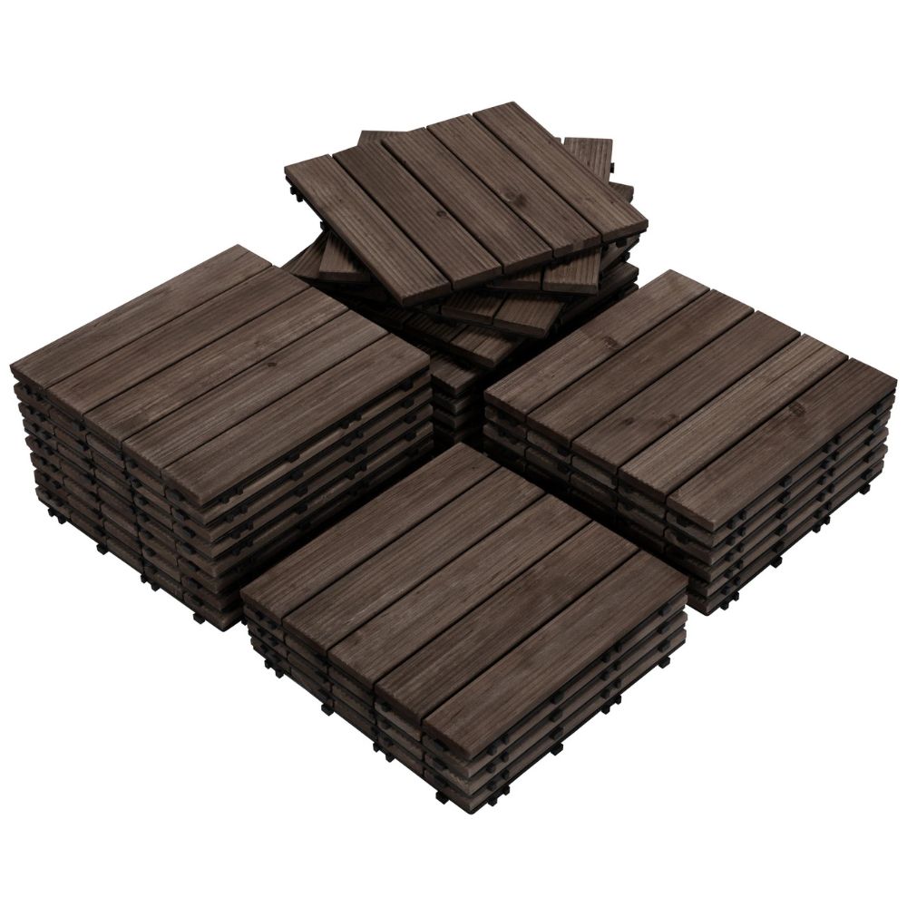 Sollievo Interlocking Outdoor Patio Wood Flooring Deck Tiles (27-Piece Set)