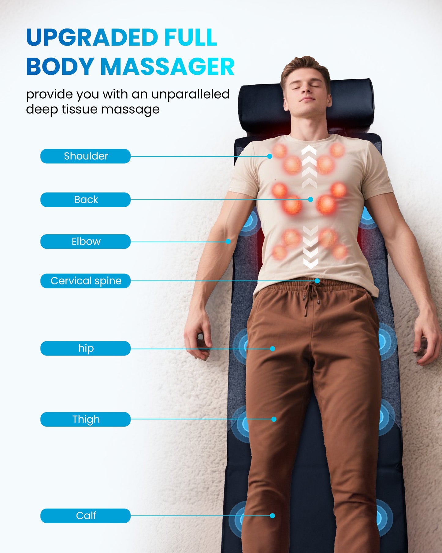 Sollievo Shiatsu Full Body Massage Mat with Heat, Back Massage Pad