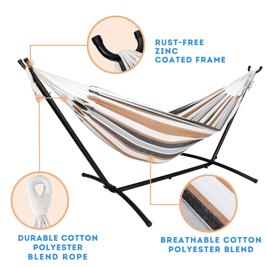 Sollievo Heavy-Duty 9FT Hammock with Stand