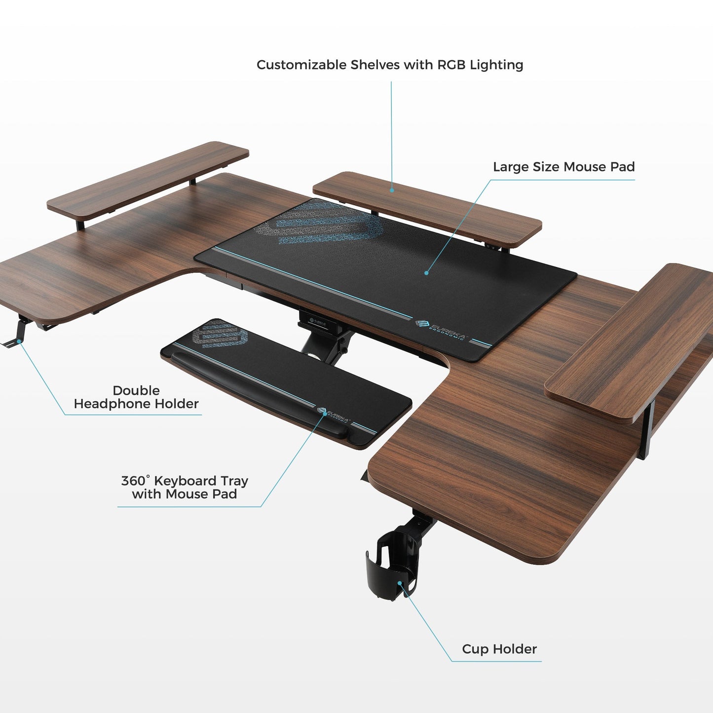 Sollievo U-Shaped Standing Desk with Accessories Set (74x23)