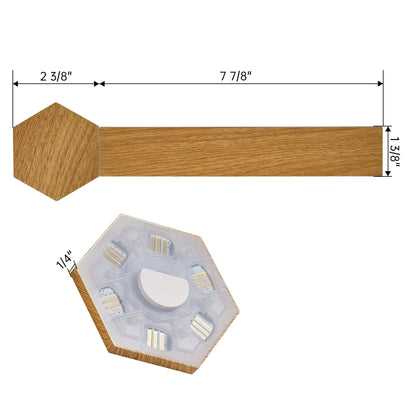 Soho Art Lighting Smart Rgb Led Wall Light Showing Dimensions, Wood Material, and Led Components.