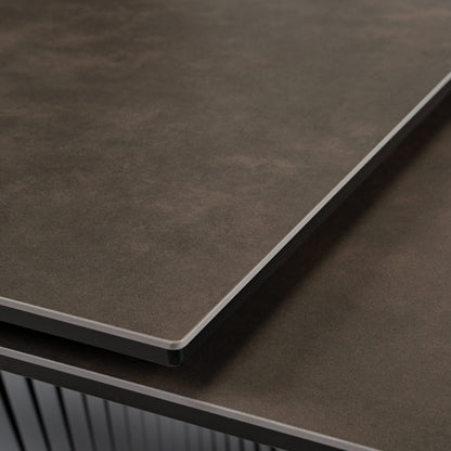 Charlotte Extendable Dining Table Detail, Sintered Stone Desktop Surface With Modern Design.
