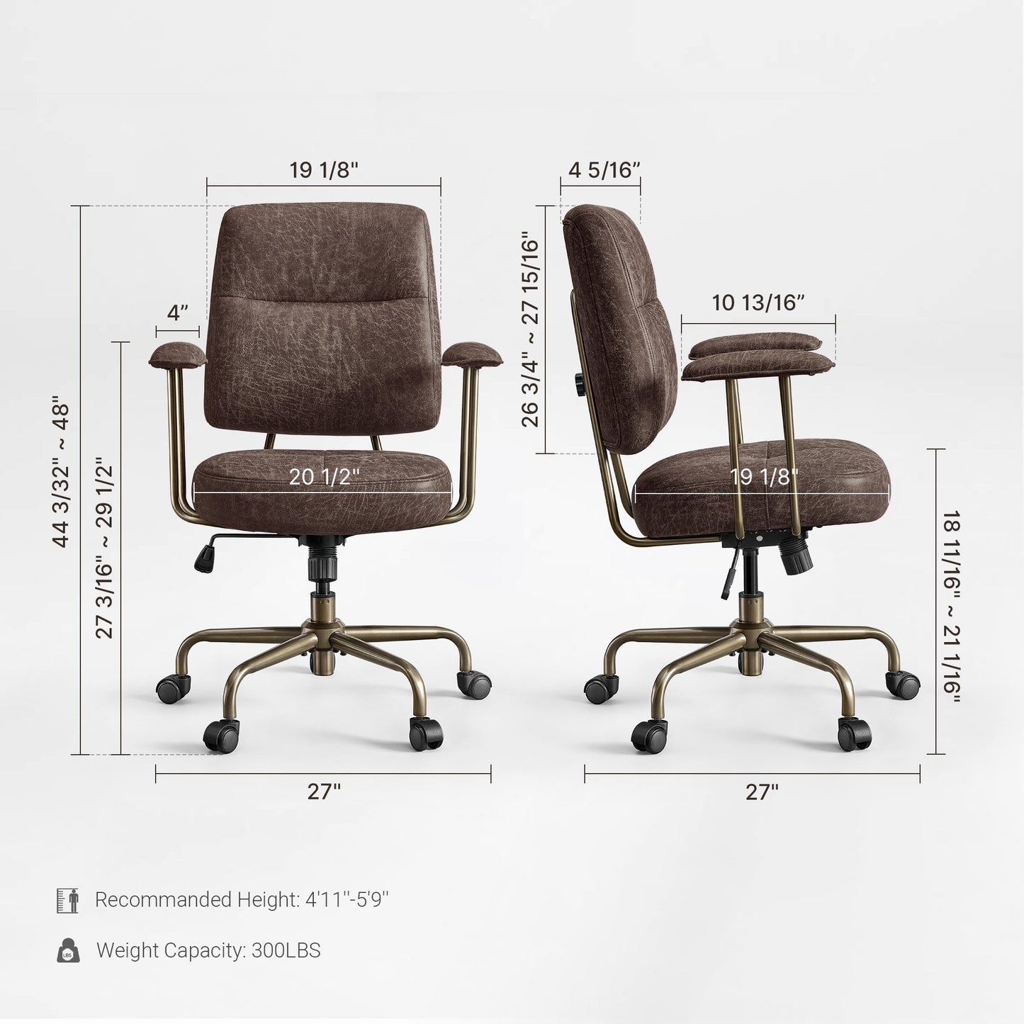 Sollievo Becky Vintage-Inspired Home Office Chair