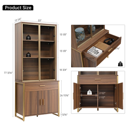 Eureka Ergonomic 77 Walnut Bookshelf With Dimensions: 77 3/16 Tall and 33 Wide, Storage Cabinets With Weight Capacity.
