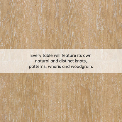 Edora Oak Dining Table Close-Up: Oak Veneer Detail, Natural Wood Grain Variations.
