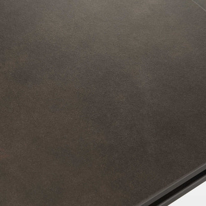 Charlotte Extendable Dining Table With Sintered Stone Desktop, Dark Brown Texture, Durable and Stain Resistant.