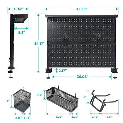Sollievo Clamp On Desk Pegboard Organizer