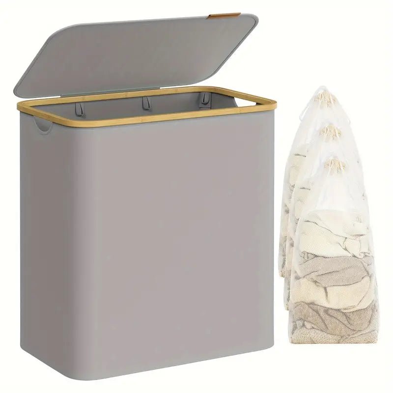 Sollievo Dual-Compartment Foldable Laundry Basket