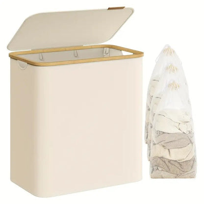Sollievo Dual-Compartment Foldable Laundry Basket