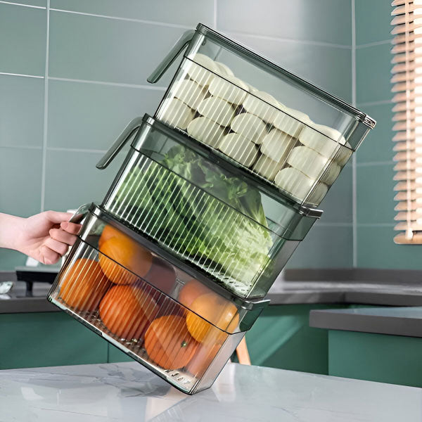 Sollievo Stackable Fridge Storage Bins with Ventilated Lids