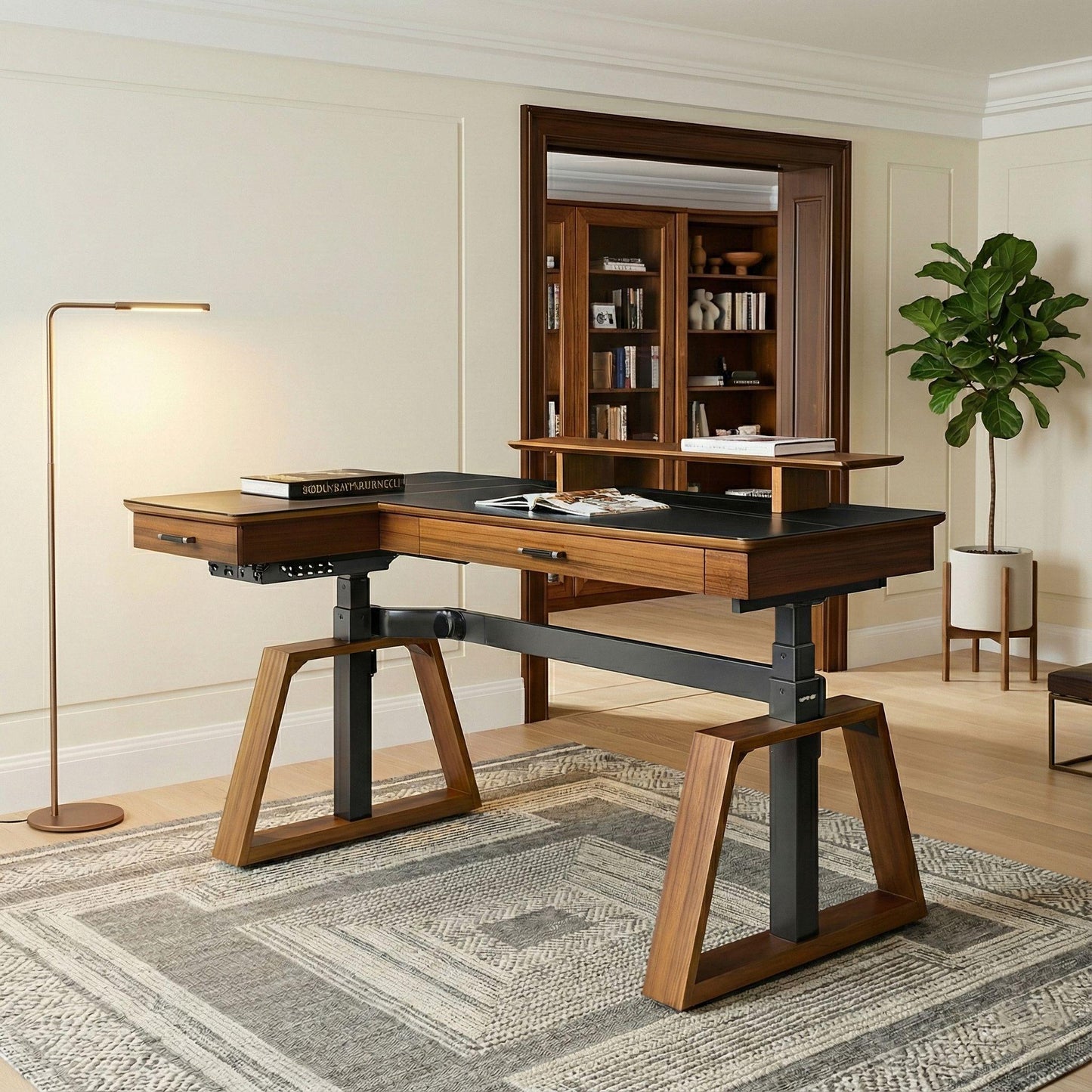 Sollievo Ark Pro L-Shaped Standing Desk (Sintered Stone, 63x23)
