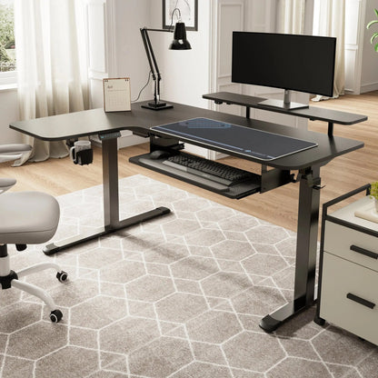 Eureka Ergonomic L-Shaped Standing Desk With Accessories, Ergonomic Workspace Setup.