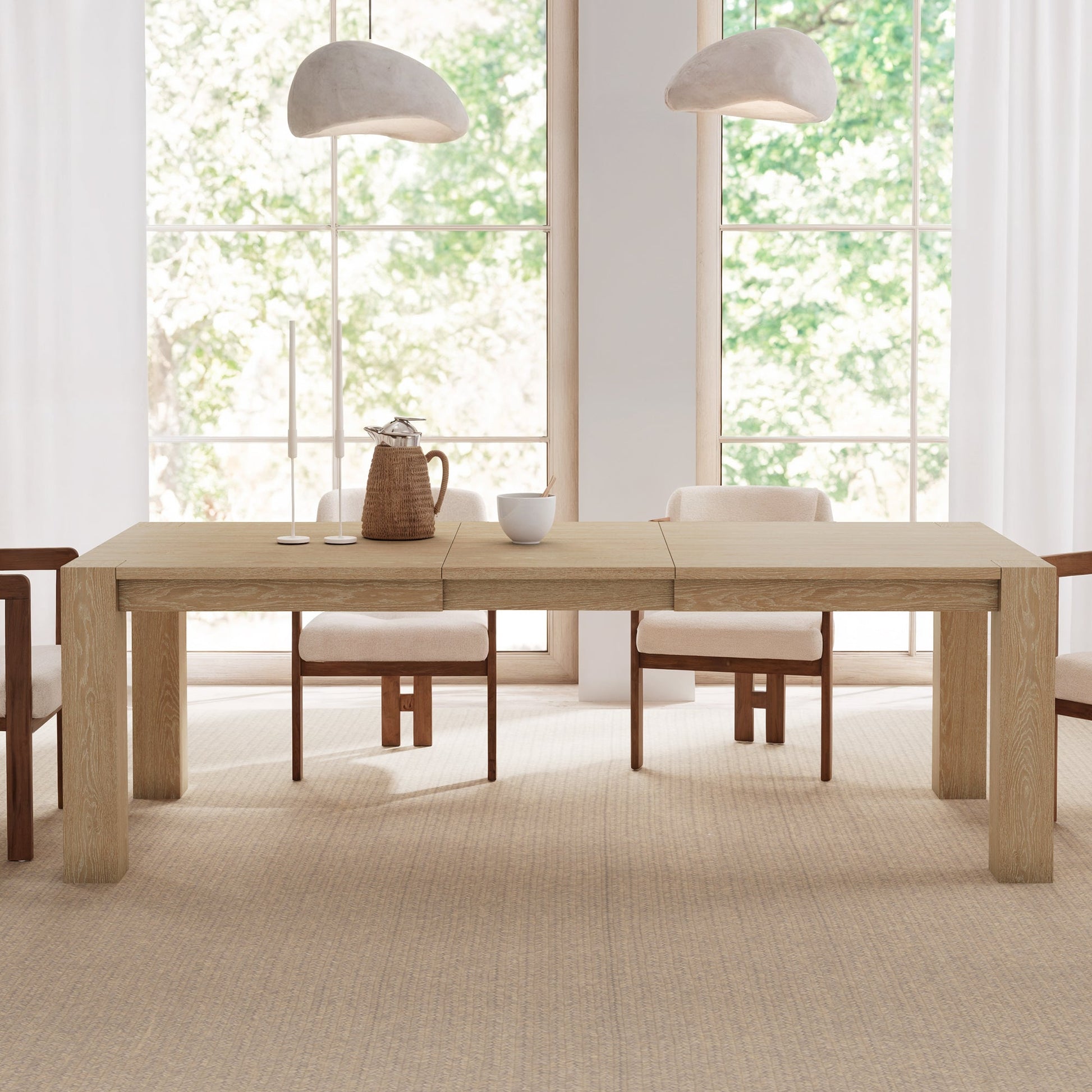 Edora Oak Extendable Dining Table, Oak Veneer, Minimalist Design for Modern Dining. Fits Farmhouse, Scandinavian Decor.