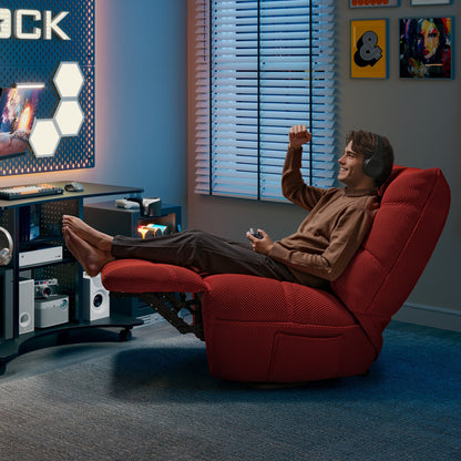 Gamer in Red Techno 3D Fabric Linx Power Glider Recliner With Wireless Charging, Modern Ergonomic Design.