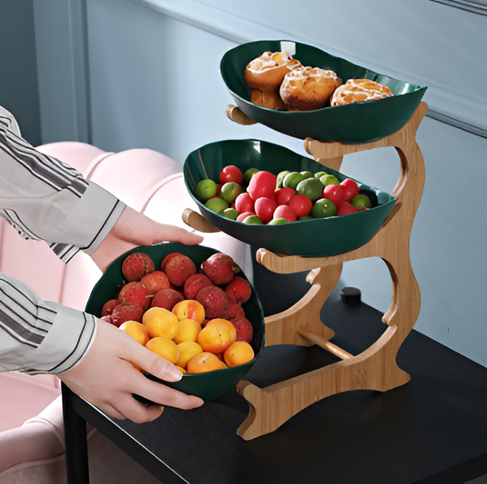 Sollievo Multi-Tiered Wooden Fruit Bowl
