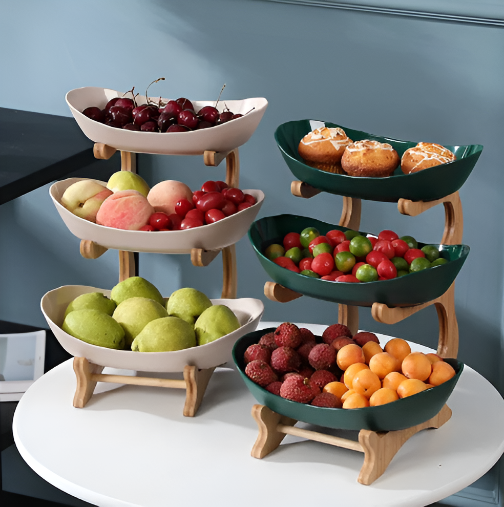 Sollievo Multi-Tiered Wooden Fruit Bowl