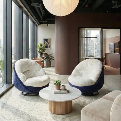 Sollievo Gloria, Soft Upholstered Swivel Lounge Chair, White