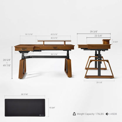 Sollievo Ark Pro L-Shaped Standing Desk (Sintered Stone, 63x23)