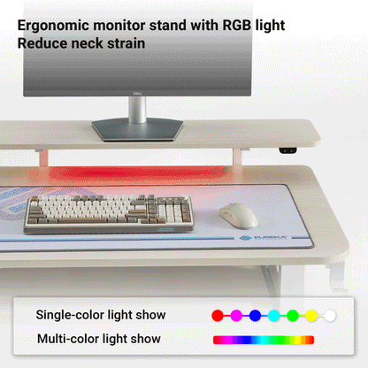 Ergonomic Monitor Stand With Rgb Light and Reduce Neck Strain, Featuring Single and Multi-Color Light Show.