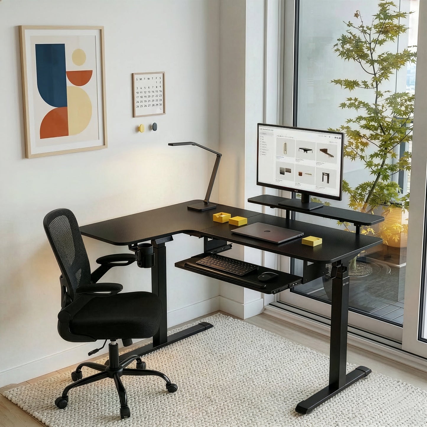 Sollievo L-Shaped Standing Desk with Accessories Set (60x23)