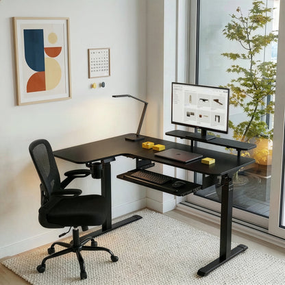 Sollievo L-Shaped Standing Desk with Accessories Set (60x23)