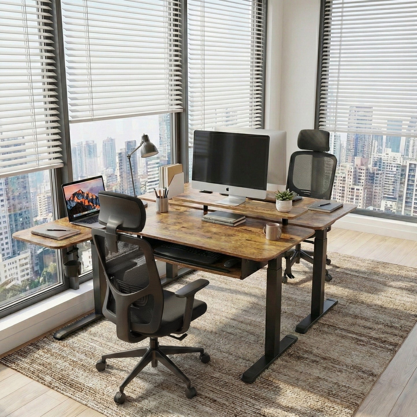Sollievo L-Shaped Standing Desk with Accessories Set (60x23)
